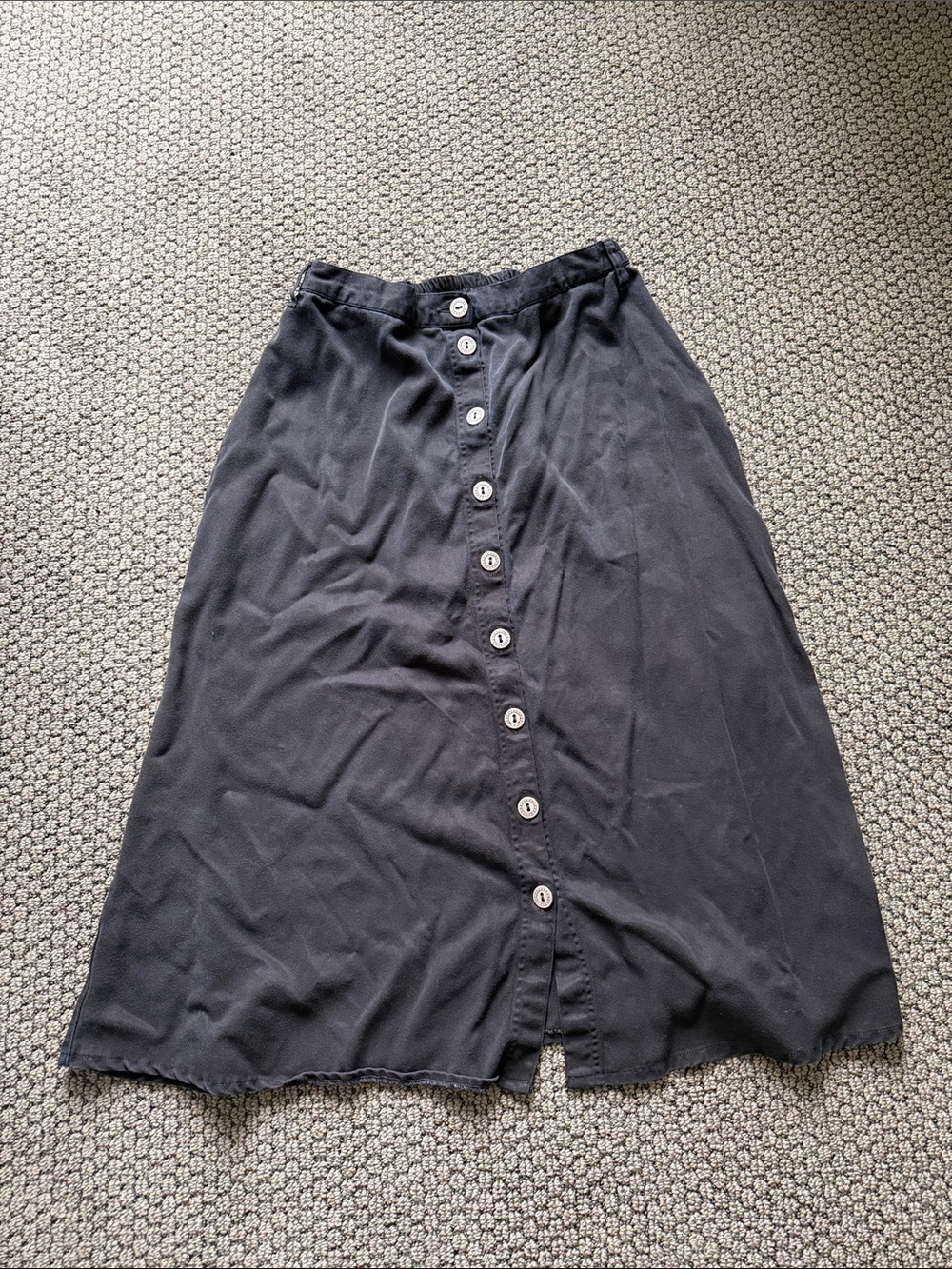 Nordstrom Black Button-Front Midi Skirt